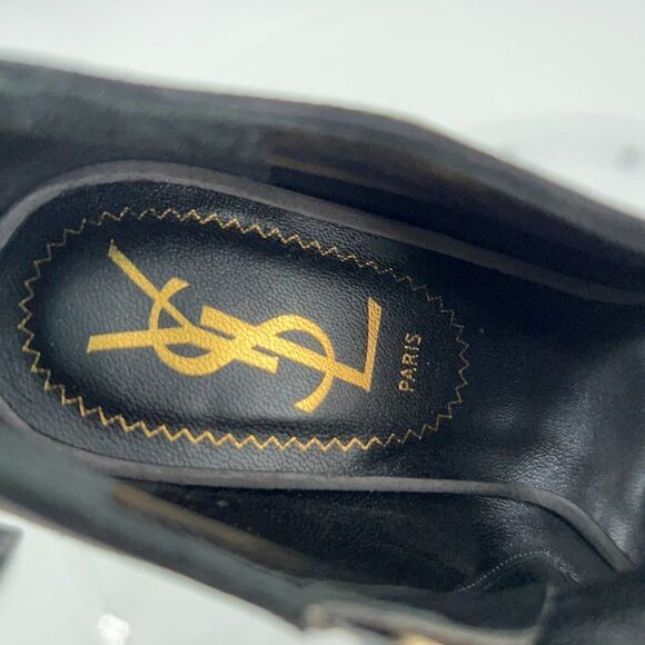 Saint Laurent Madge Suede Wedge Boots Women's Size 36 6 Gray Platform Lace Up - Picture 16 of 16